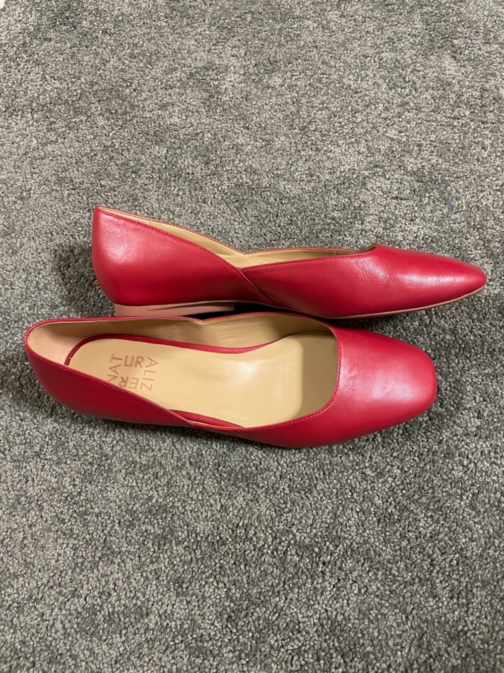 Naturalizer Red Leather Women's Ballet Flats shoes 7.5